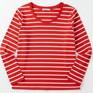 Ralph Lauren Striped Long Sleeve T Shirt Orange White Cotton XL New